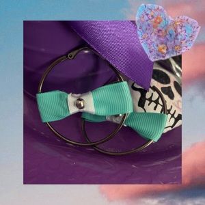 💀Aqua Bow Hoop Earrings